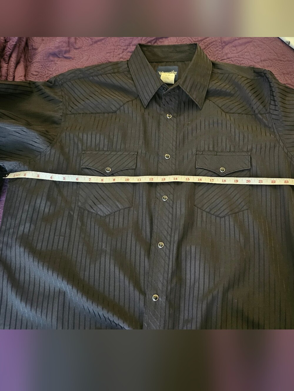 Wrangler Black Pinstripe Western Button-Down Shirt